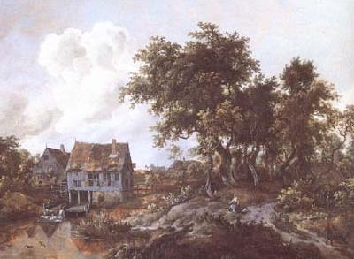 Meindert Hobbema Watermill beside a Woody Lane (mk25) oil painting image